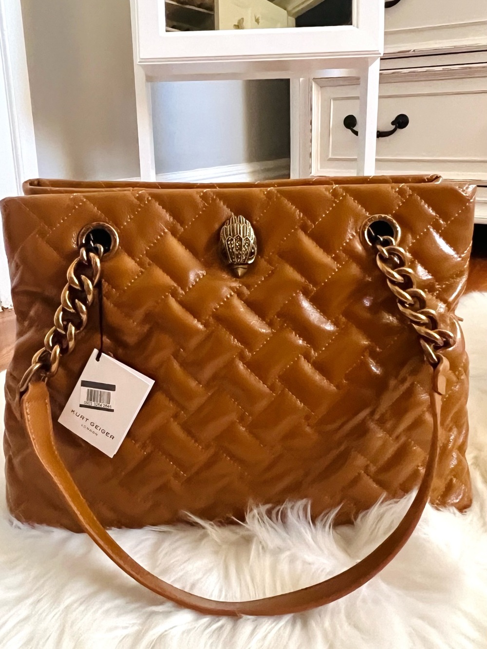 Kensington Quilted Leather Brown Tote Kurt Geiger London bag